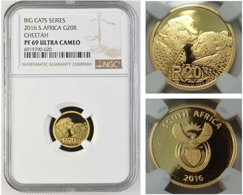 GOLD R20 of 2016 (The Cheetah) NGC PF69 Ultra Cameo