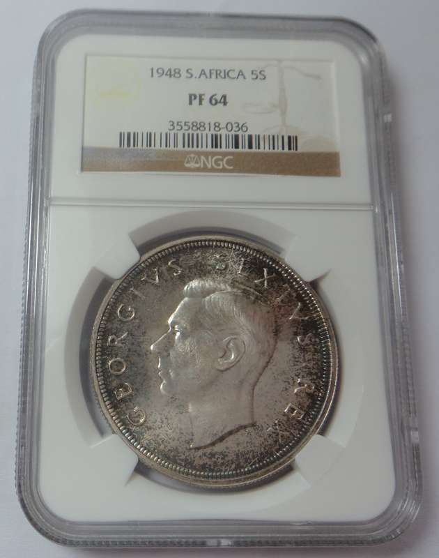 1948 SA Union Crown (5/-) NGC PF64