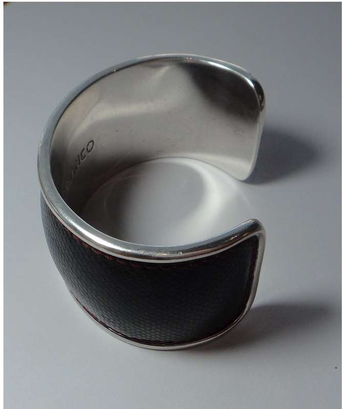 Montblanc Sterling Silver Bangle with Leather Strap valued at R12 000