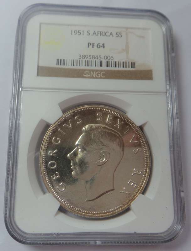 1951 SA Union Crown (5/-) NGC PF64