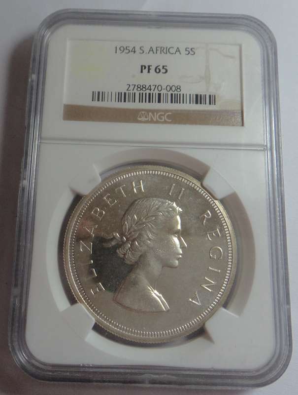1954 SA Union Crown (5/-) NGC PF65