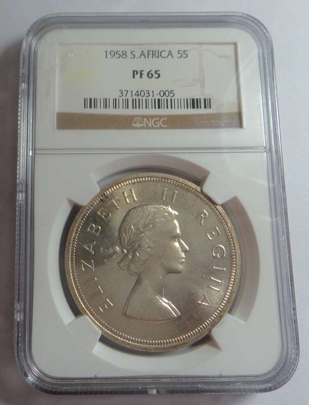 1958 SA Union Crown (5/-) NGC PF65