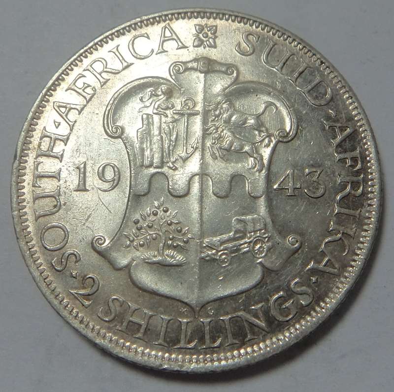 Union of SA 2-Shillings (2/-) of 1943