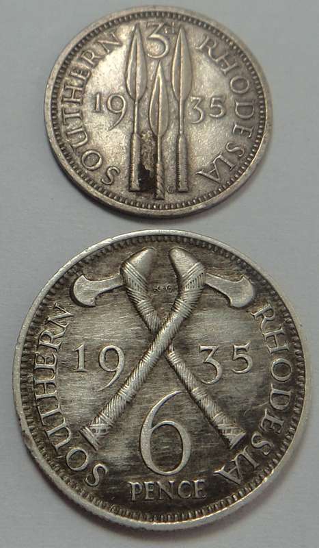 Southern Rhodesia: Silver 3d & 6d of 1935