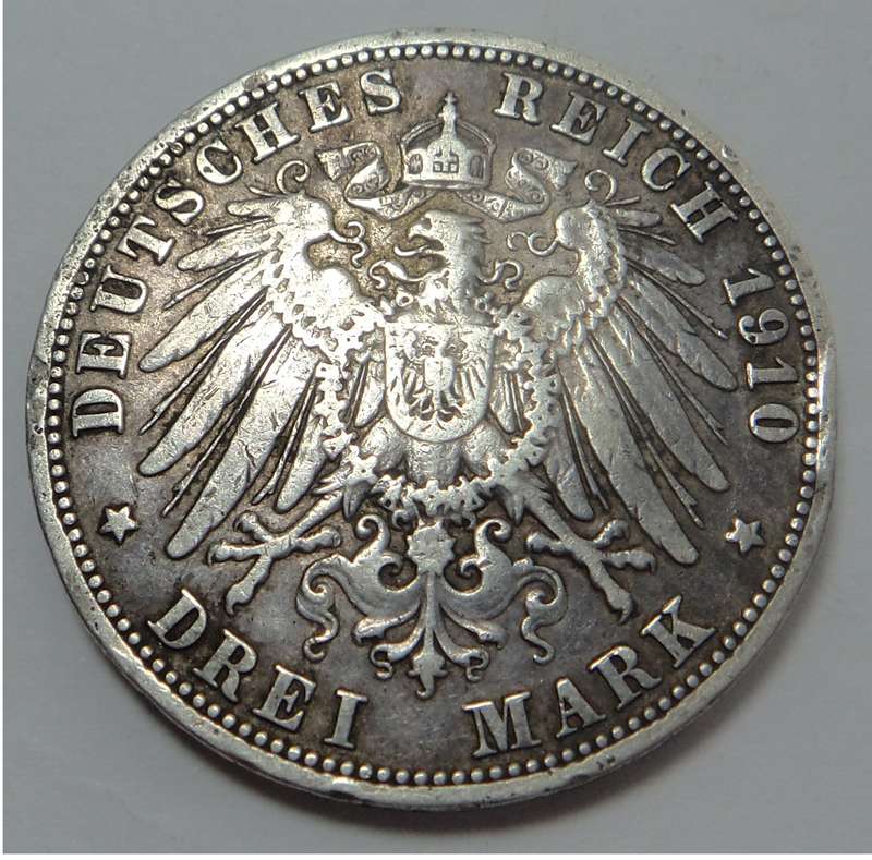 Imperial Germany: Keiser Wilhelm 3-Mark 1910