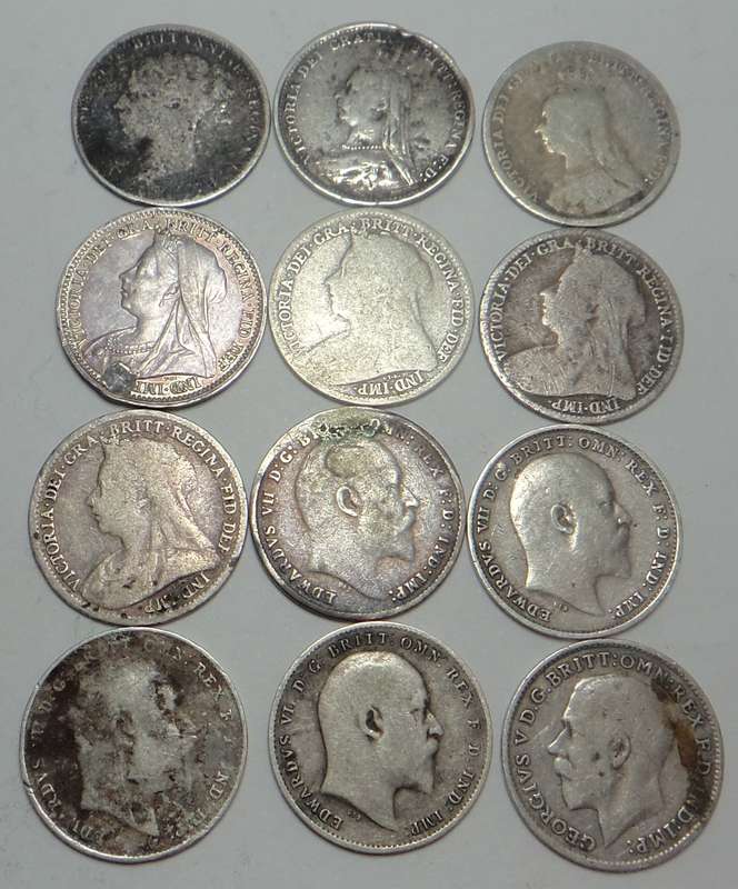 Great Britain: Collection of Sterling Silver 3-pences