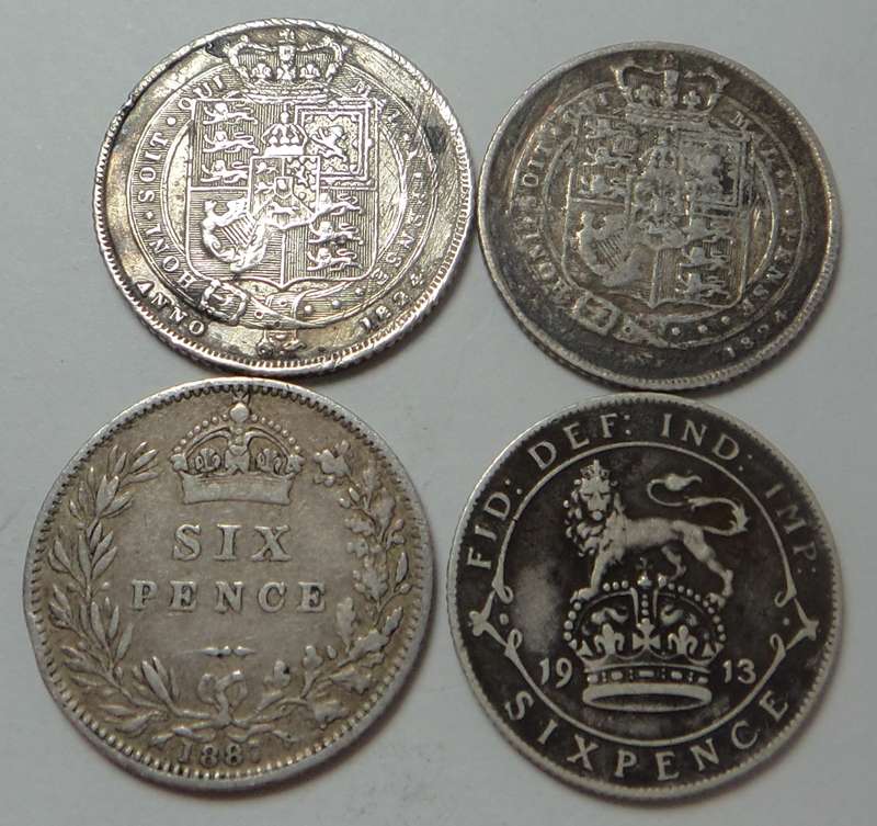 Great Britain: Collection of Sterling Silver 6-pences