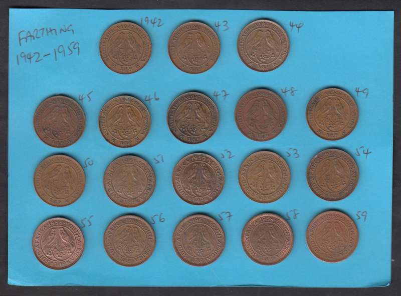 SA Farthing Collection (1942 to 1959 complete) 2 collections available