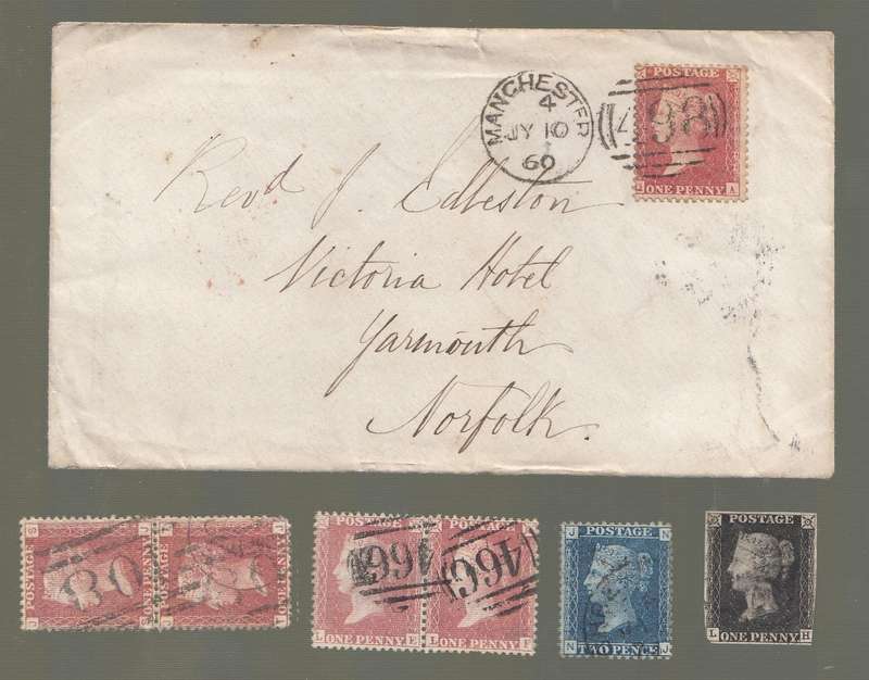 Great Britain: Collection of Penny Black, Blue & Red Stamps