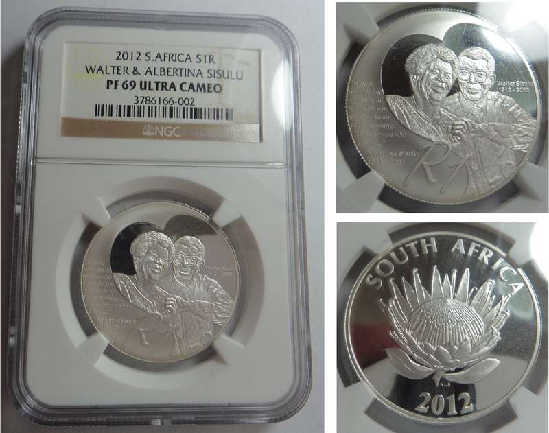 RSA Silver R1 of 2012 (Sisulus) NGC PF69 Ultra Cameo