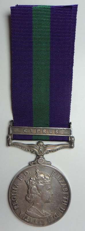 General Service Medal (Cyprus) to 23362507 Sig. R.E. Prizeman. R. Sigs