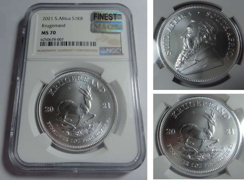 Silver Krugerrand 2021: NGC MS70 (MAC FINEST)