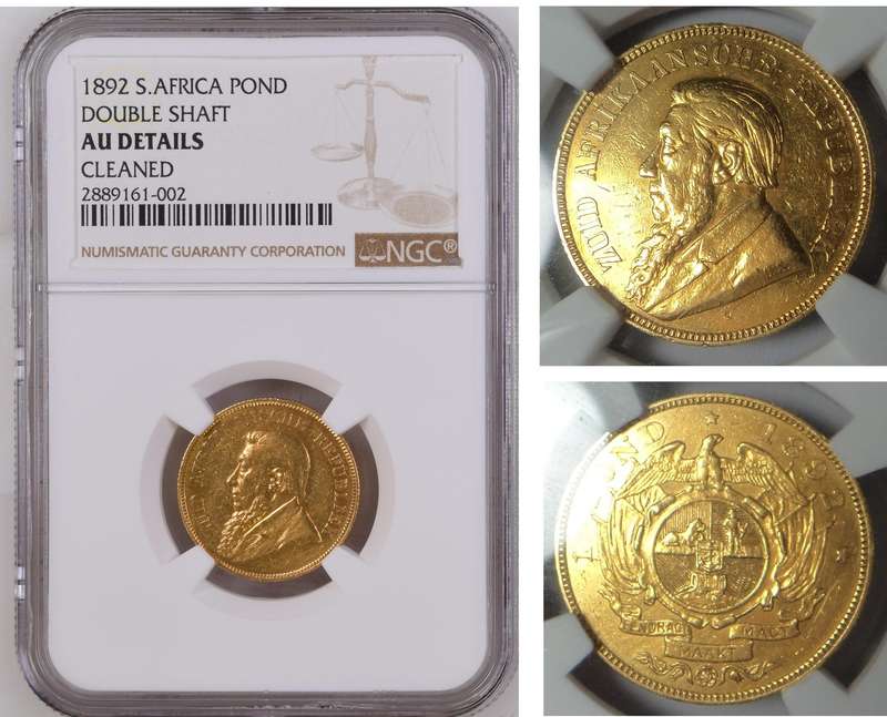 Paul Kruger ZAR: GOLD POND 1892 (DS) NGC AU details