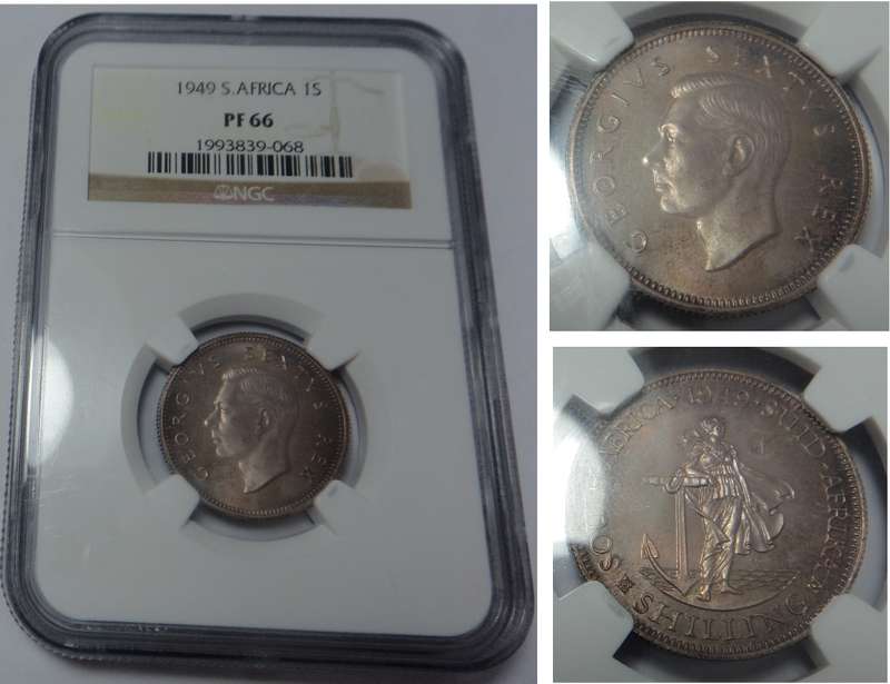 Union of SA Shilling 1949: NGC PF66