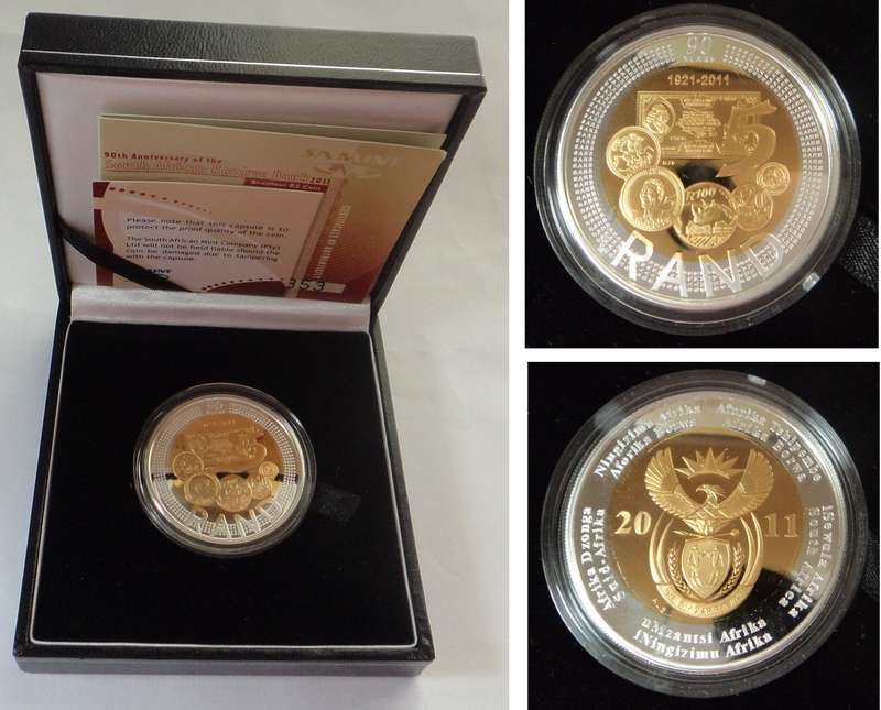 RSA Boxed Silver R5 Crown 2011 (Reserve Bank 90th)