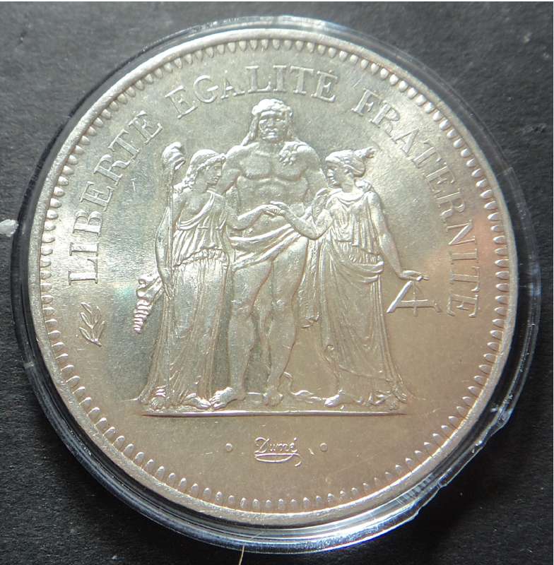 France, Silver 50 Francs 1977
