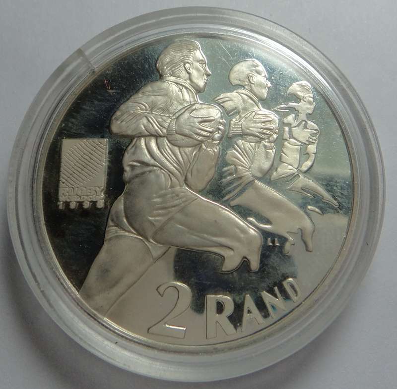 RSA Proof Silver R2 Crown 1995 (Rugby)