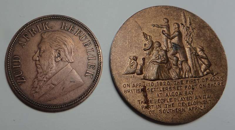 Paul Kruger ZAR Penny 1892 & British Settlers Medallion