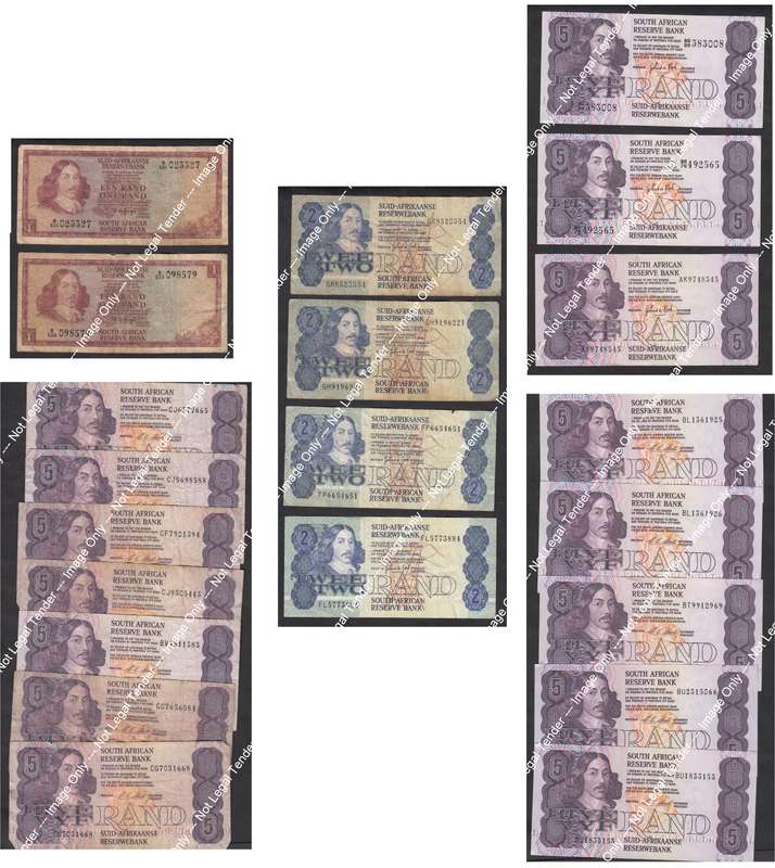 Collection of old Jan van Riebeeck Banknotes