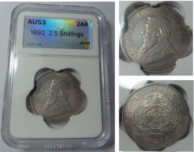 Paul Kruger ZAR Half-crown of 1892: Sangs AU 53