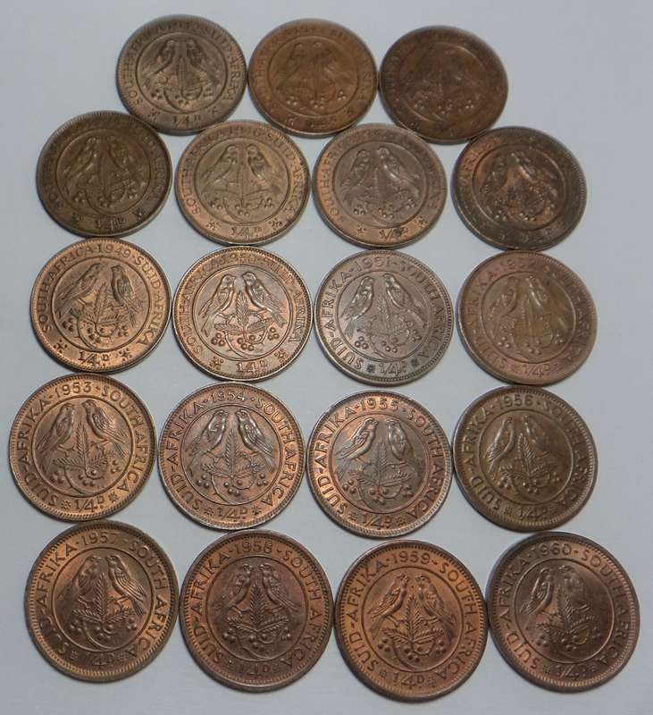 Union of S. Africa: Collection of Farthings (1942-1960)