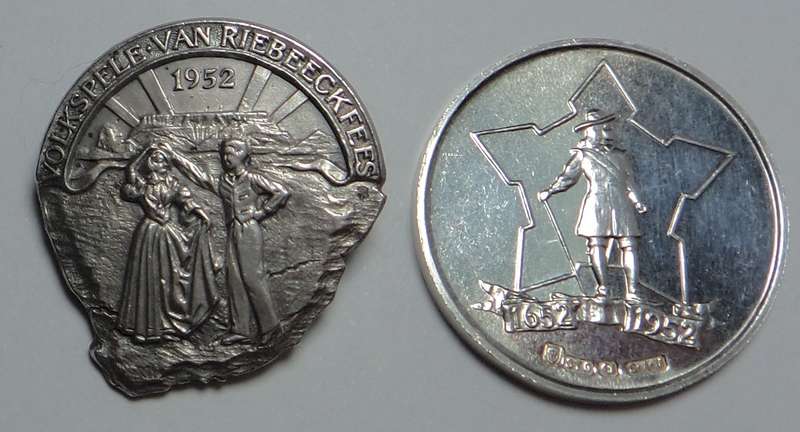 Jan van Riebeeck Tercentenary 1952 Silver Medal & Badge