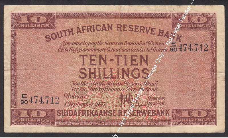 Union of SA: Ten Shillings of 1 September 1947