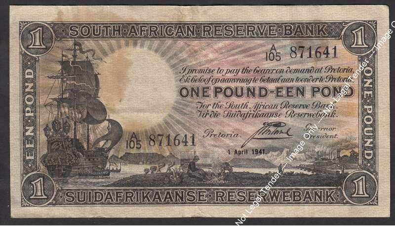 Union of SA: One Pound of 1 April 1941