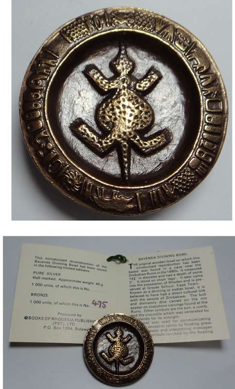 Rhodesia: Bavenda Divining Bowl Bronze Medal