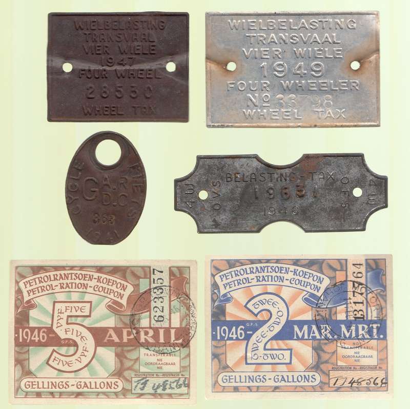1940s South African Wheel Tax Discs & WW2 Coupons