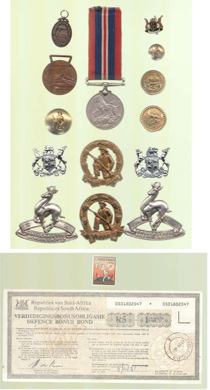 Collection of SA Military Medals, Badges & Buttons