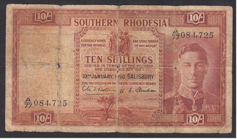 Southern Rhodesia (Salisbury) Ten Shillings 1950