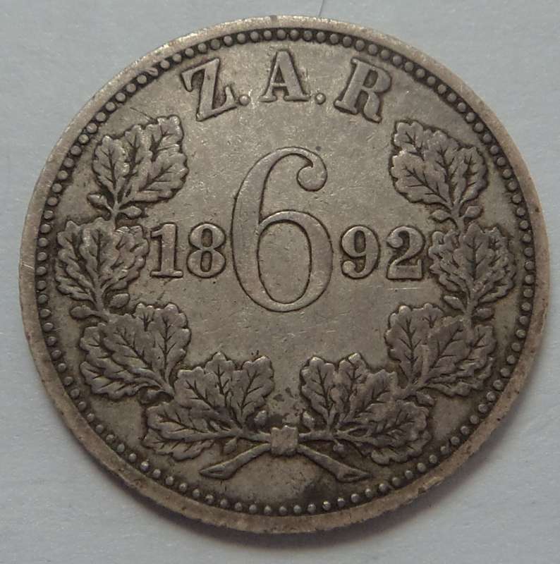 Paul Kruger ZAR Sixpence (6d) of 1892