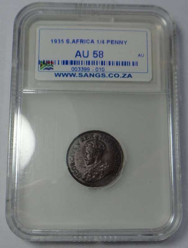 Union of South Africa Farthing 1935: Sangs AU 58