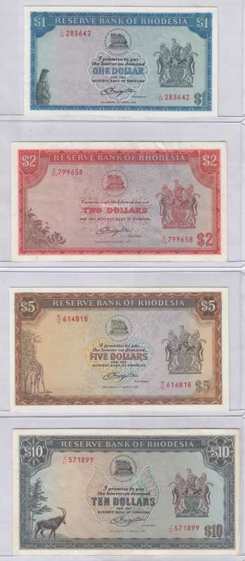 Rhodesia: Complete Banknote Type Set of the 1970s