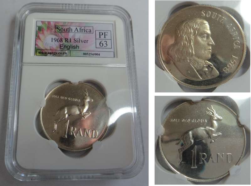 RSA Silver R1 1968 (English) Sangs Proof 63