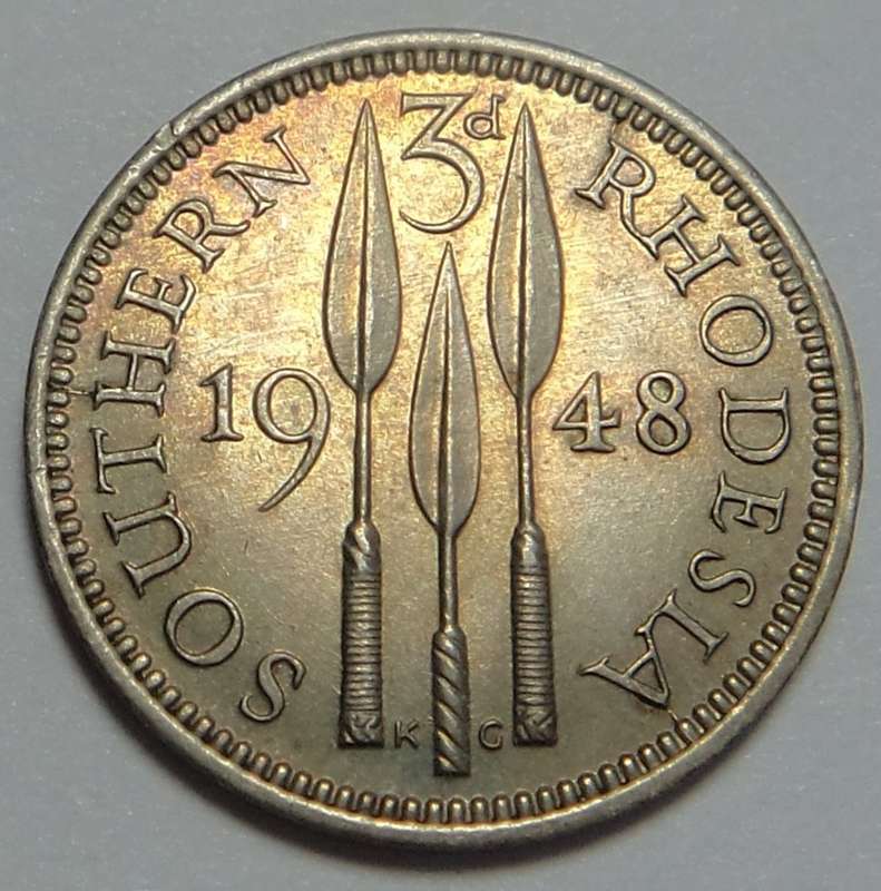 Southern Rhodesia Tickey (3d) of 1948