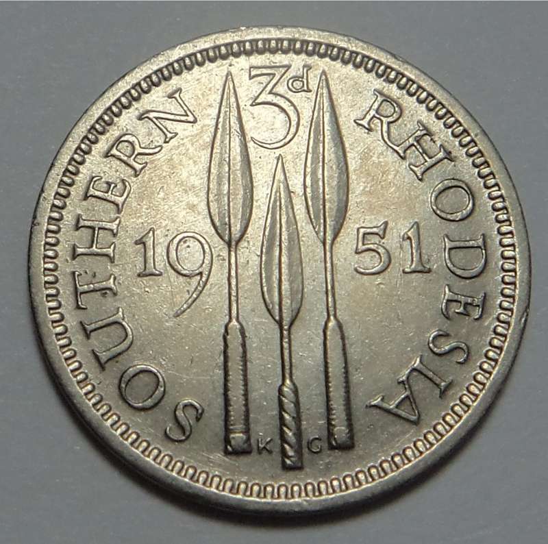 Southern Rhodesia Tickey (3d) of 1951