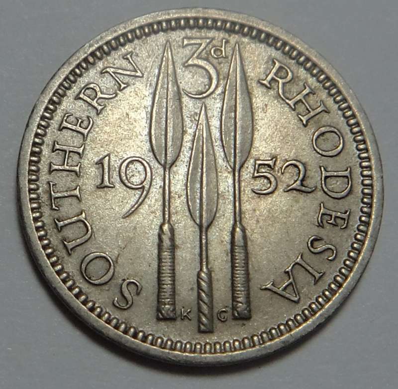 Southern Rhodesia Tickey (3d) of 1952