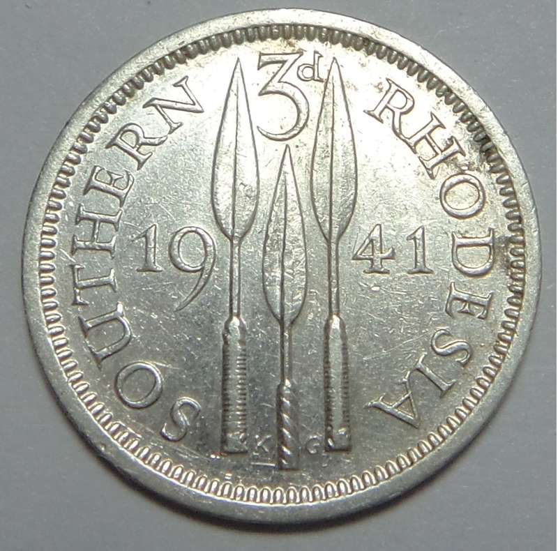 1941 Silver Tickey (3d) Southern Rhodesia