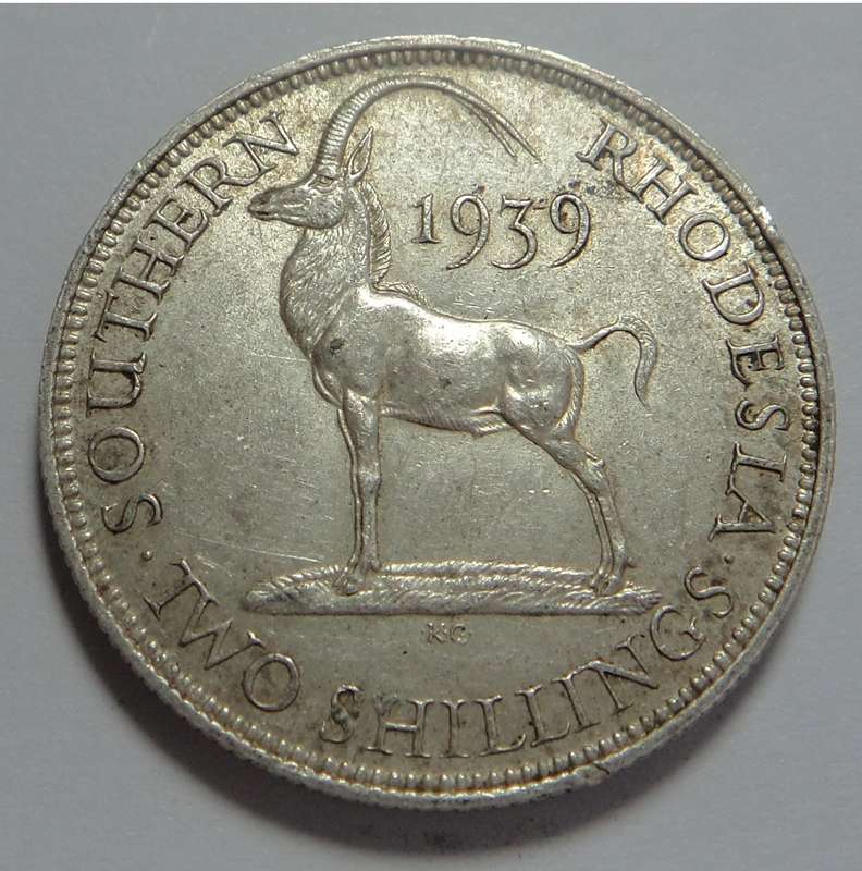 Southern Rhodesia Silver 2-Shillings 1939 (Scarce)