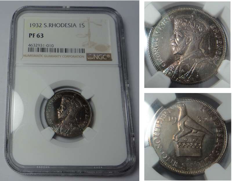 Southern Rhodesia Proof Shilling 1932: NGC PF 63