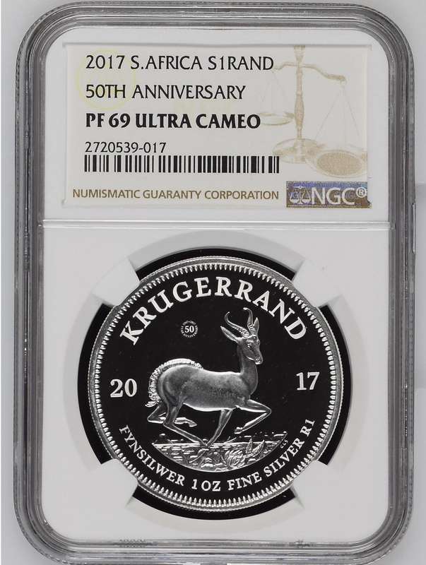 2017 Silver Krugerrand (50th Ann.) NGC PF69 UC (4 available)