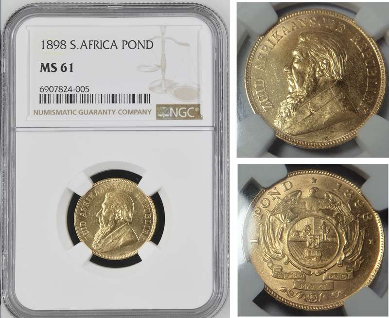 Paul Kruger ZAR: Gold Pond 1898: NGC MS61