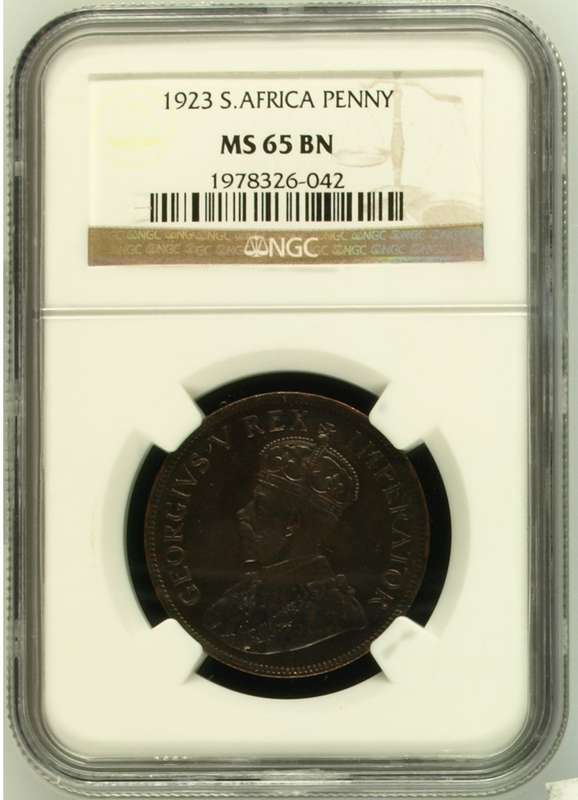 Union of SA Penny 1923: NGC MS 65 BN