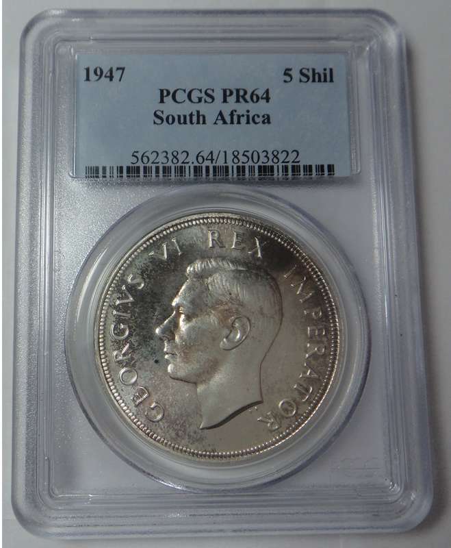 1947 SA Crown (5/-) PCGS  graded PF64