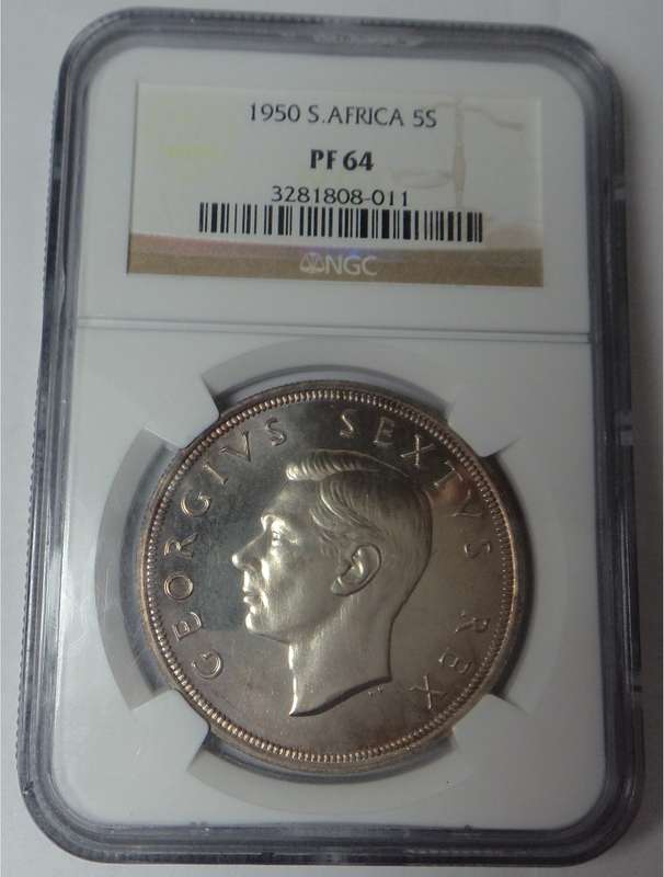 1950 SA Crown (5/-) NGC graded PF64