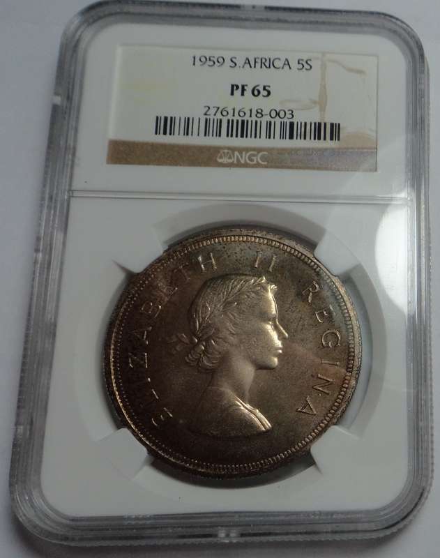 1959 SA Crown (5/-) NGC graded PF65