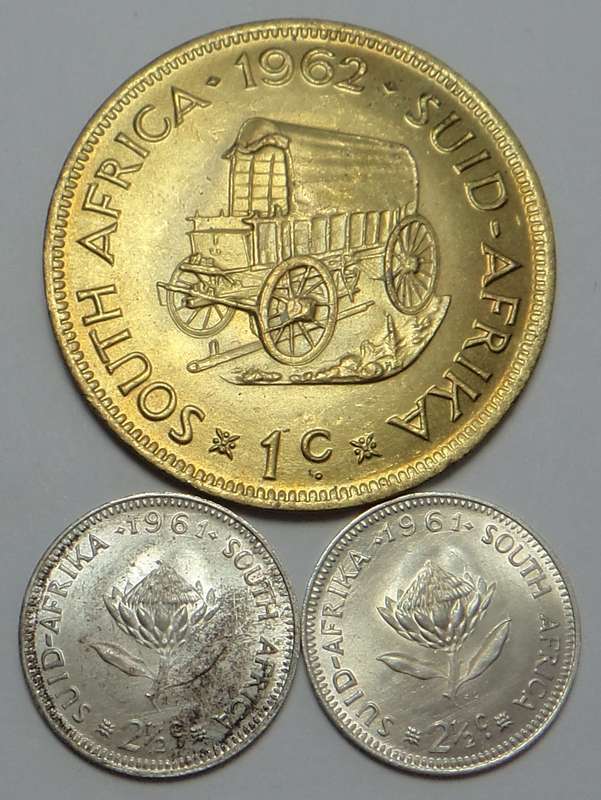 Lustrous Uncirculated Jan van Riebeeck Set of 1961 & 1962