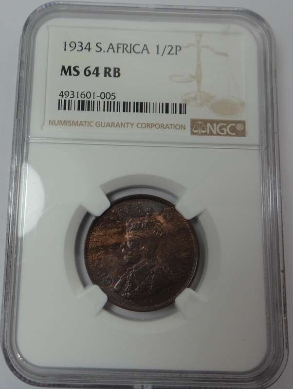 1934 Half Penny: NGC graded MS 64 RB
